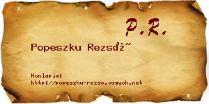 Popeszku Rezső névjegykártya